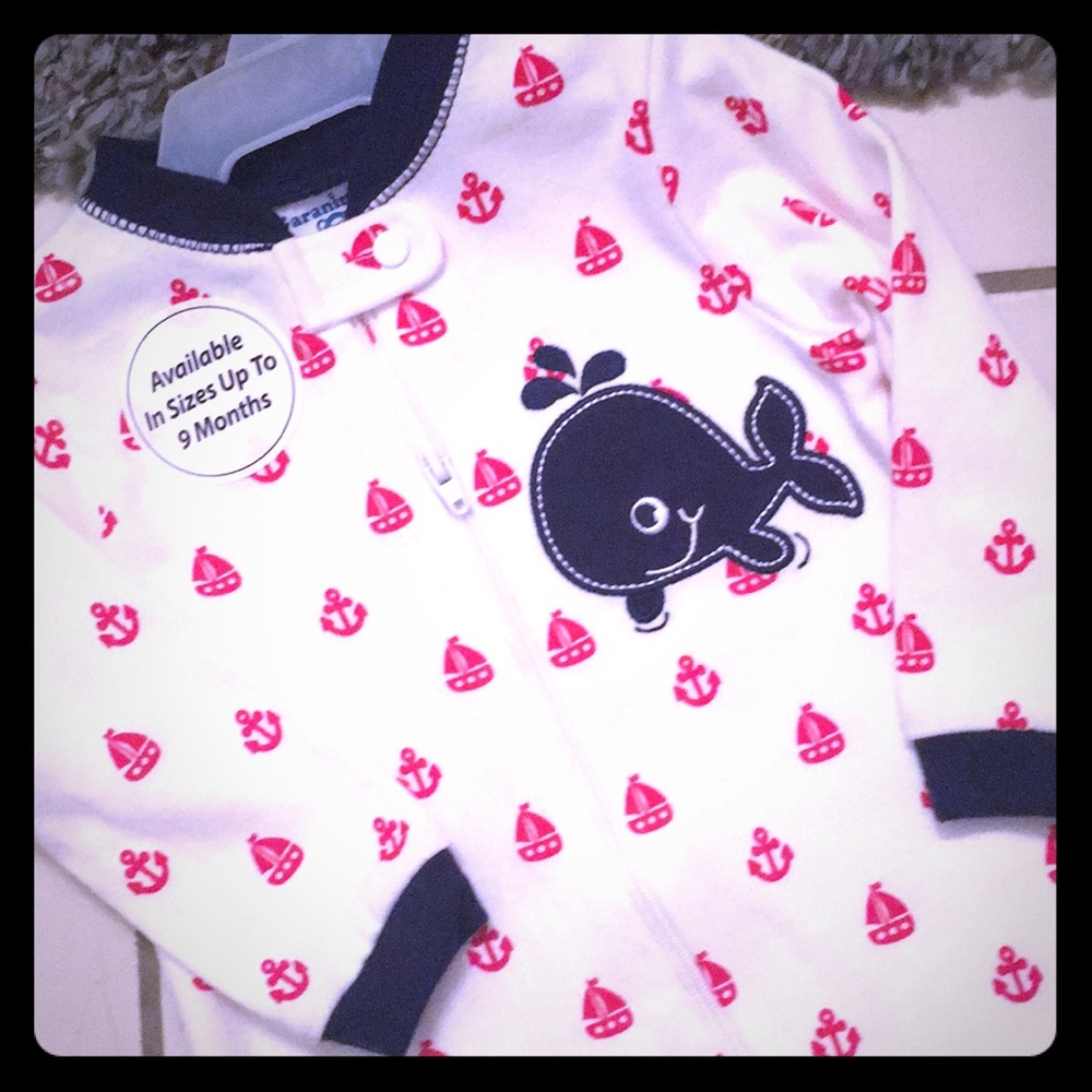 THIN Footed Pajamas! Whale/Sailboats! Boy or Girl!